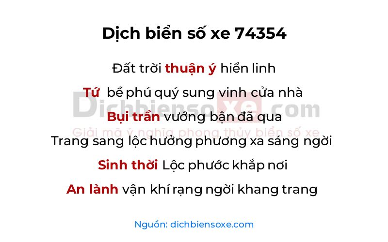 Dịch thơ biển số 74354
