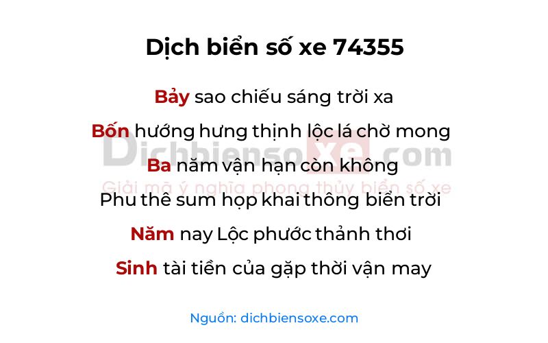 Dịch thơ biển số 74355