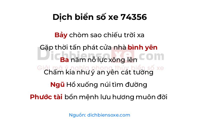 Dịch thơ biển số 74356