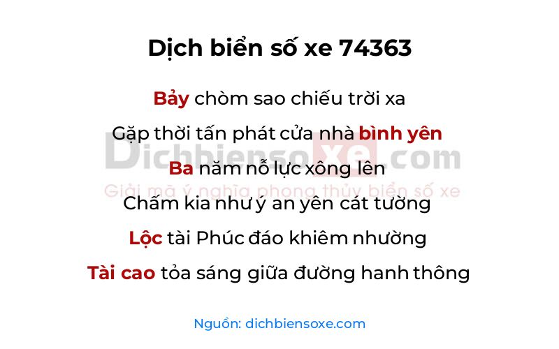 Dịch thơ biển số 74363