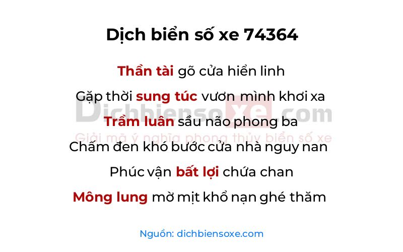 Dịch thơ biển số 74364