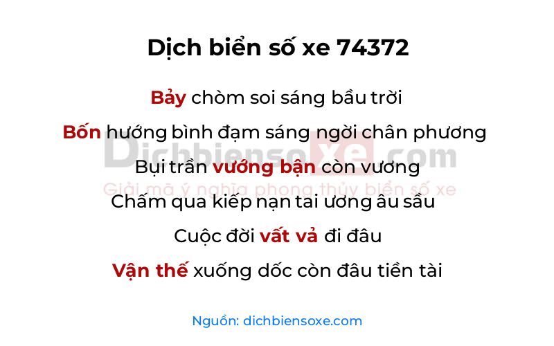Dịch thơ biển số 74372