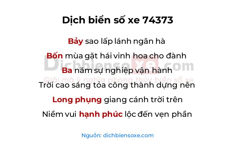 Dịch thơ biển số 74373