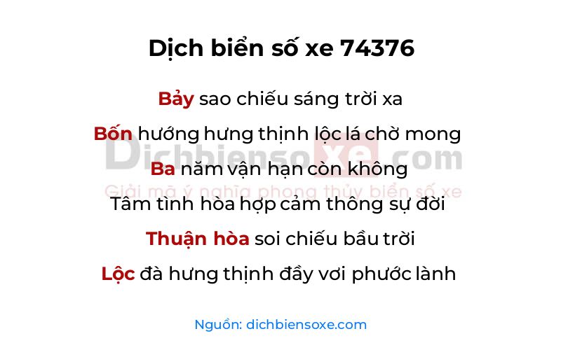 Dịch thơ biển số 74376