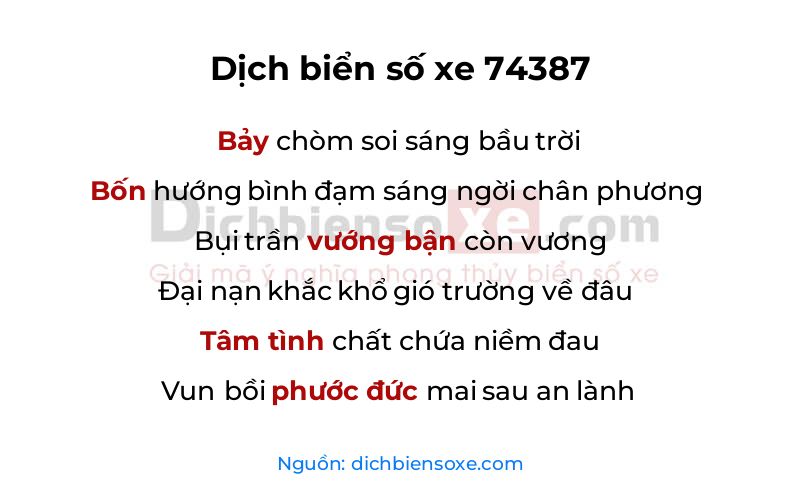 Dịch thơ biển số 74387