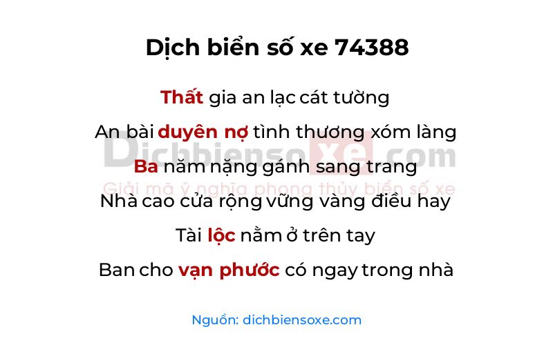Dịch thơ biển số 74388