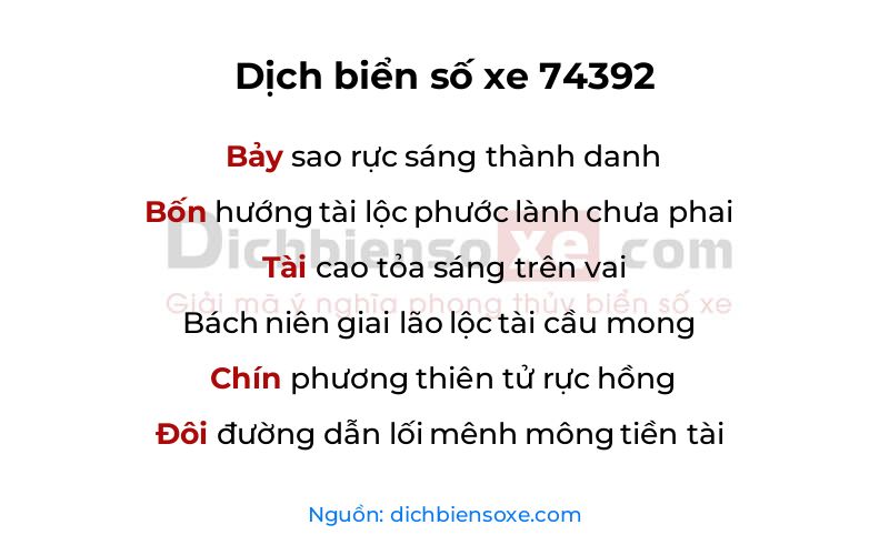 Dịch thơ biển số 74392