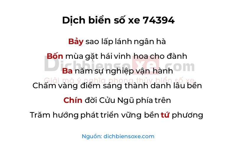 Dịch thơ biển số 74394