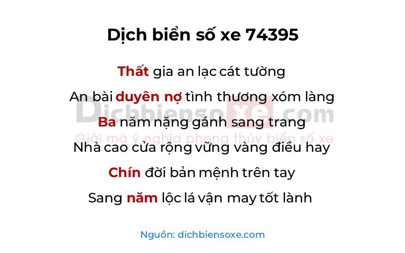 Dịch thơ biển số 74395