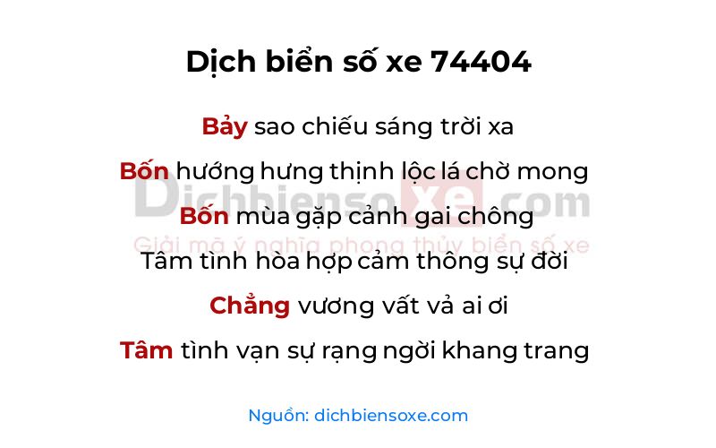 Dịch thơ biển số 74404