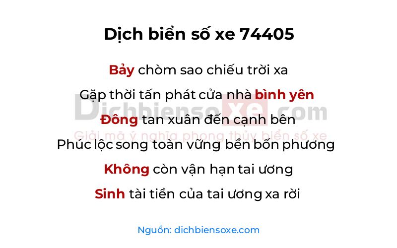 Dịch thơ biển số 74405