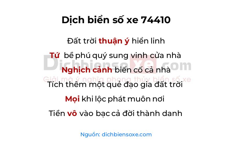 Dịch thơ biển số 74410