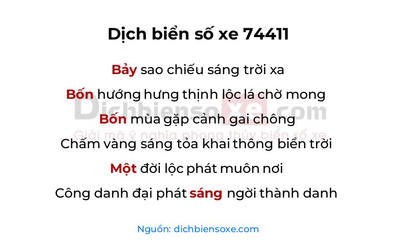 Dịch thơ biển số 74411