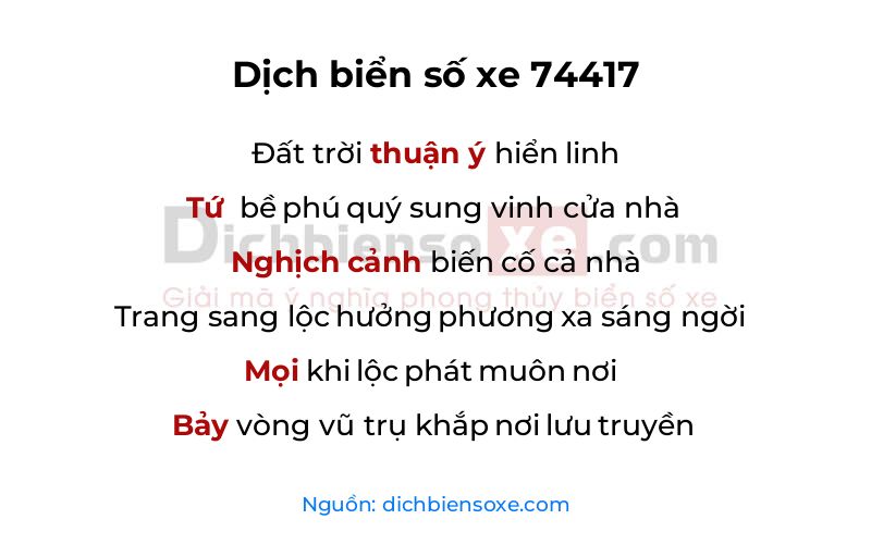 Dịch thơ biển số 74417