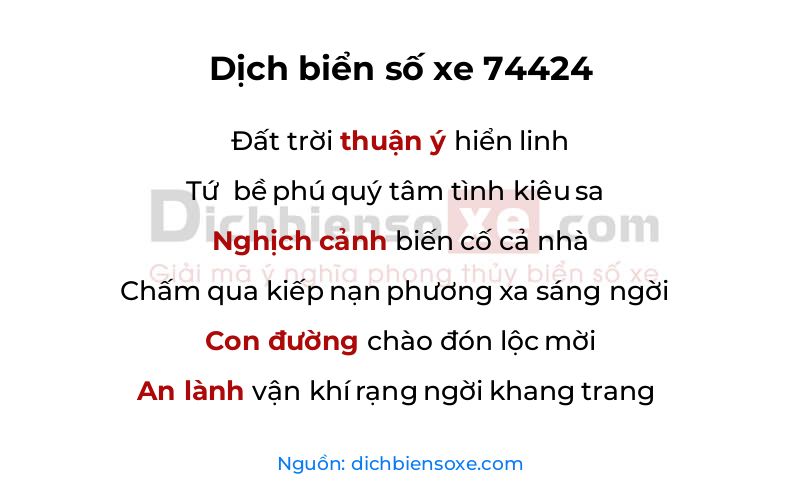 Dịch thơ biển số 74424