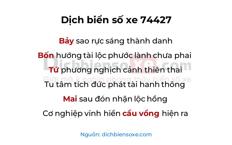 Dịch thơ biển số 74427