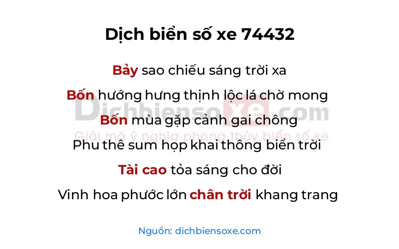 Dịch thơ biển số 74432