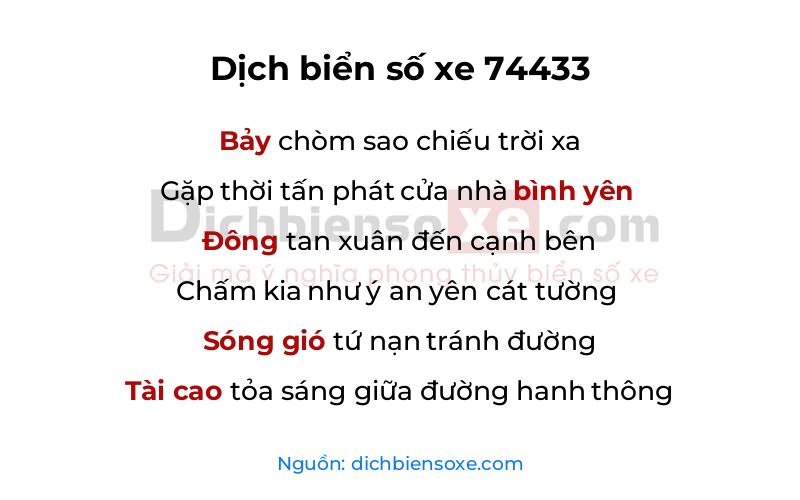 Dịch thơ biển số 74433