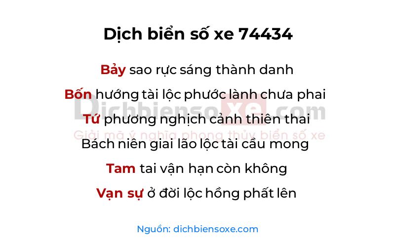 Dịch thơ biển số 74434