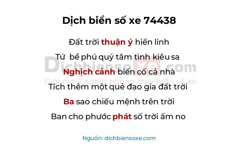 Dịch thơ biển số 74438