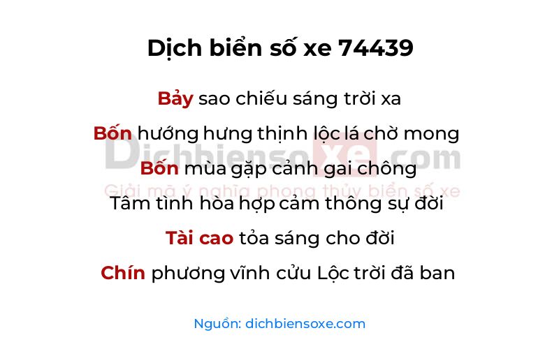 Dịch thơ biển số 74439