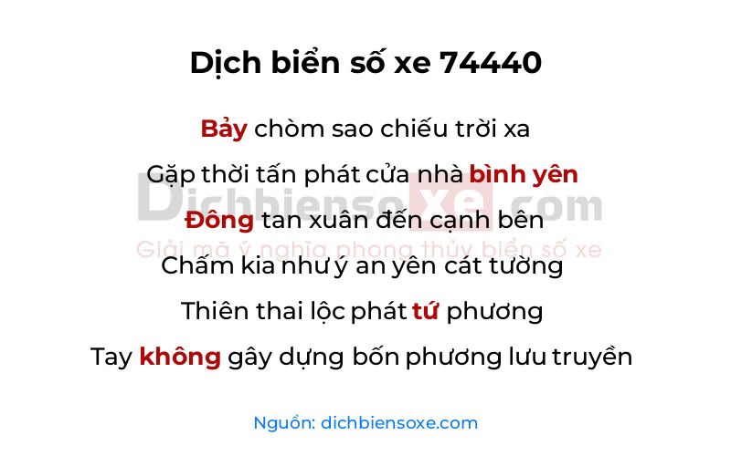 Dịch thơ biển số 74440