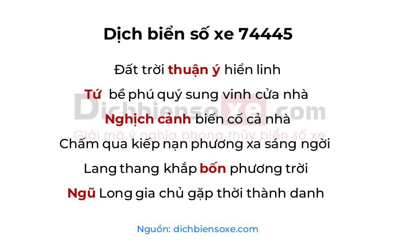 Dịch thơ biển số 74445