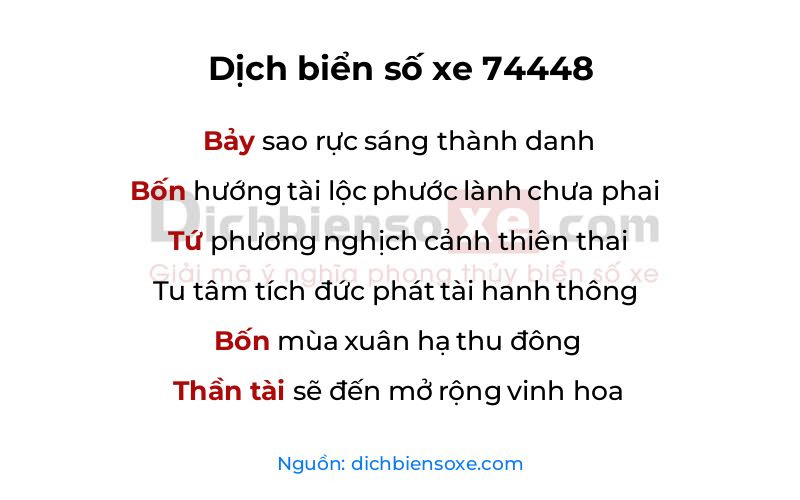Dịch thơ biển số 74448