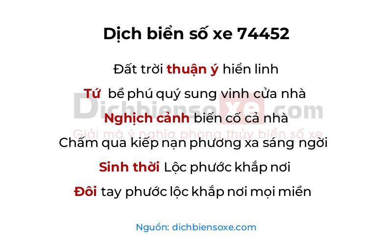 Dịch thơ biển số 74452