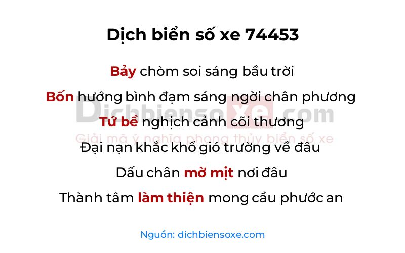 Dịch thơ biển số 74453