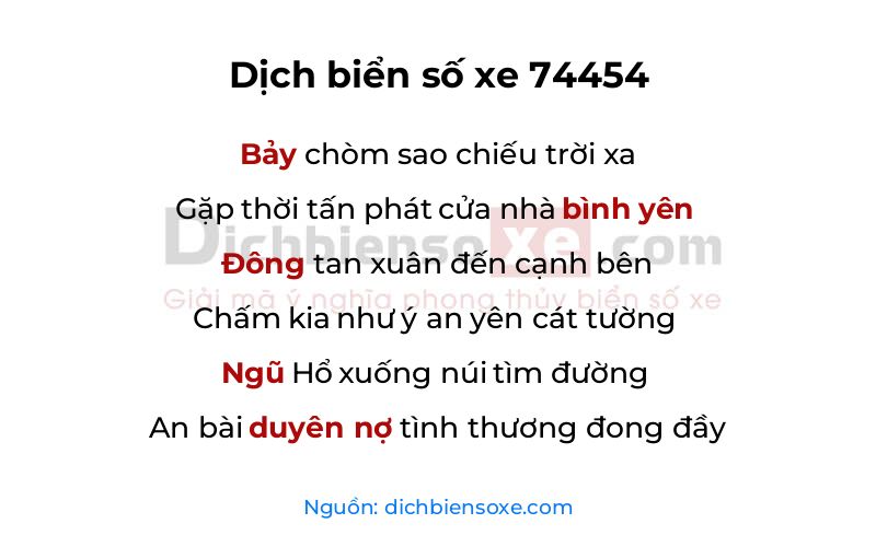 Dịch thơ biển số 74454
