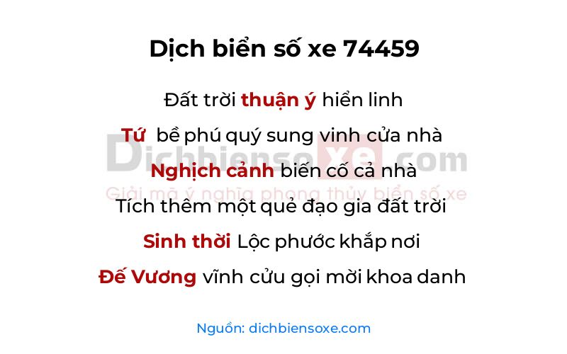 Dịch thơ biển số 74459