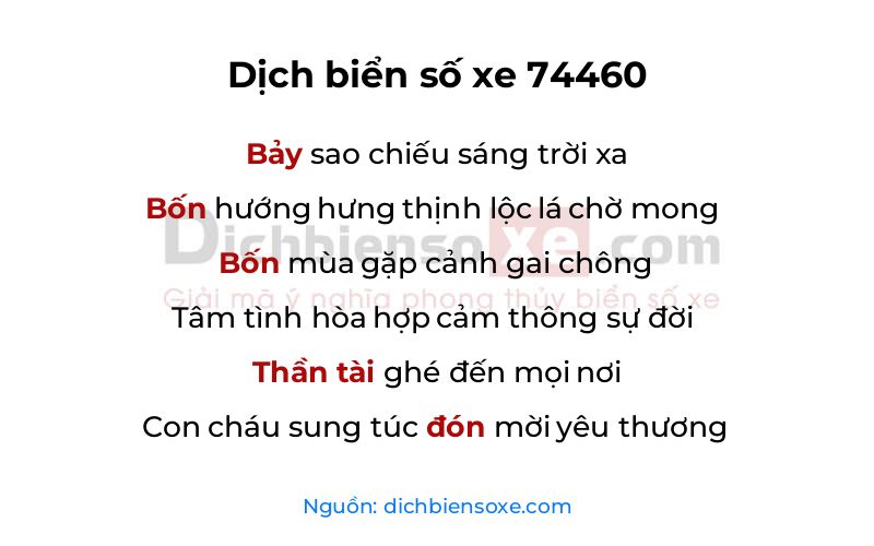 Dịch thơ biển số 74460