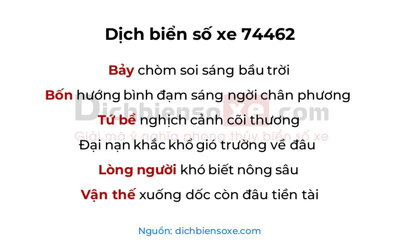 Dịch thơ biển số 74462