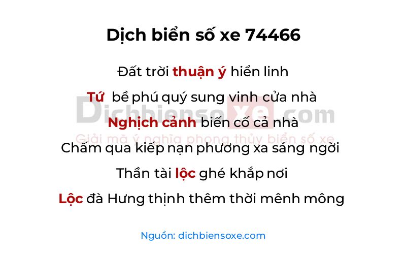 Dịch thơ biển số 74466