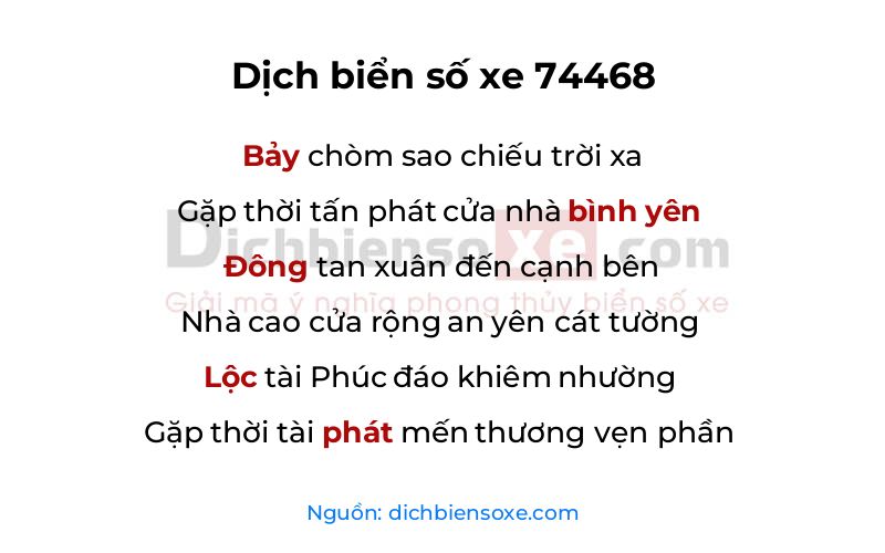 Dịch thơ biển số 74468