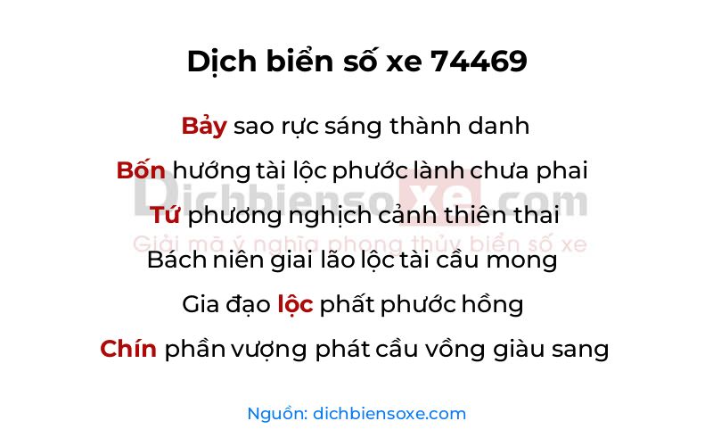 Dịch thơ biển số 74469
