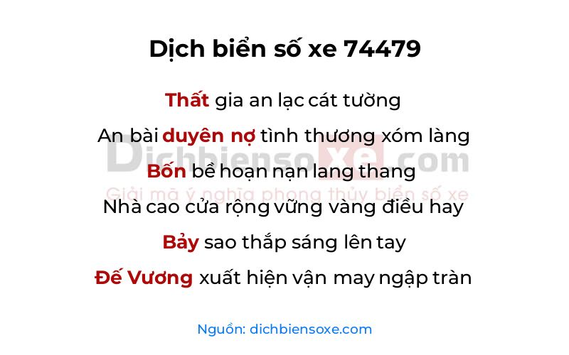 Dịch thơ biển số 74479
