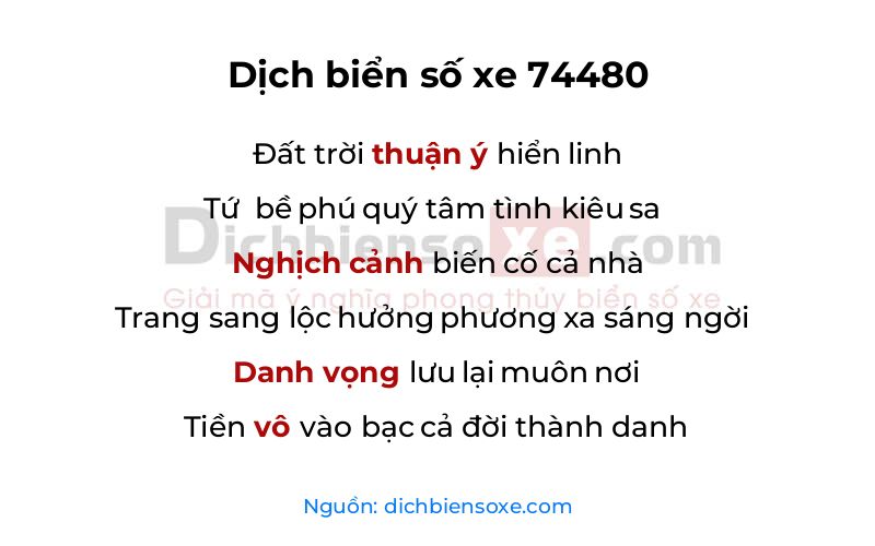 Dịch thơ biển số 74480