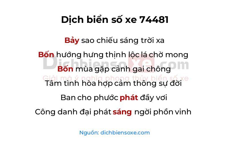Dịch thơ biển số 74481