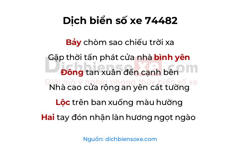 Dịch thơ biển số 74482