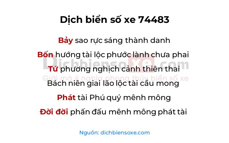 Dịch thơ biển số 74483