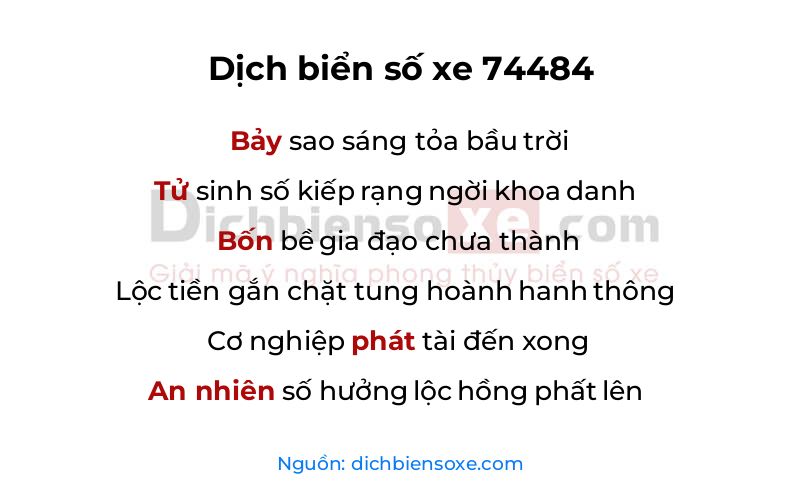 Dịch thơ biển số 74484
