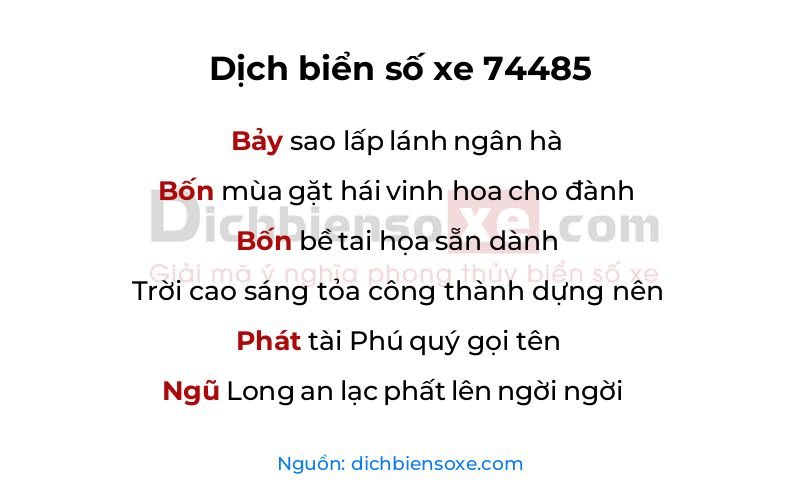 Dịch thơ biển số 74485