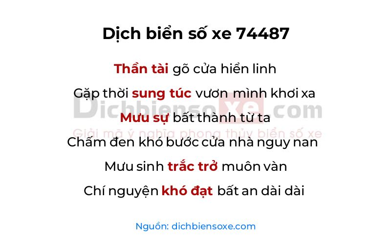 Dịch thơ biển số 74487
