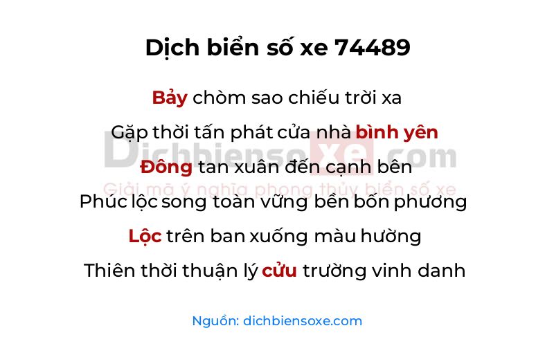 Dịch thơ biển số 74489