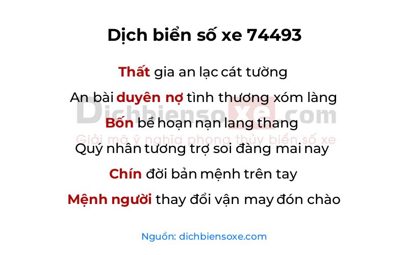 Dịch thơ biển số 74493