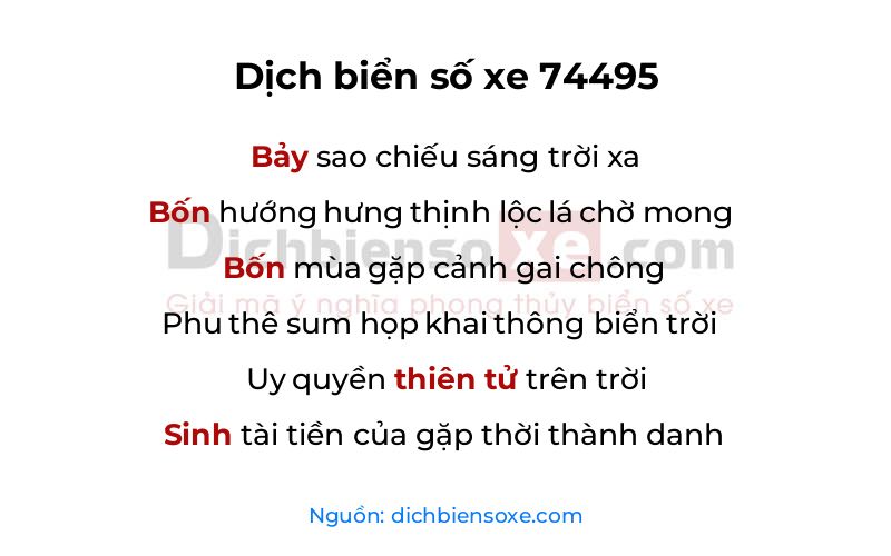 Dịch thơ biển số 74495