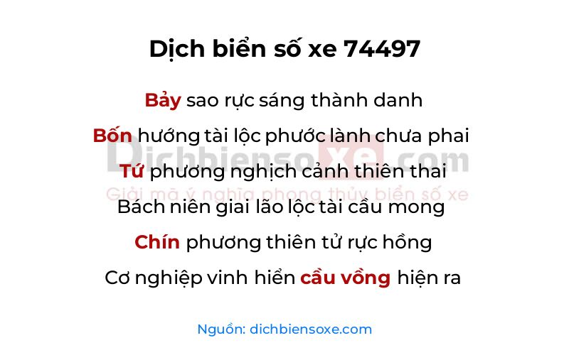 Dịch thơ biển số 74497