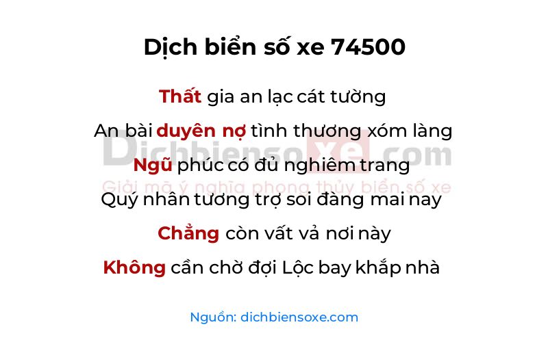 Dịch thơ biển số 74500